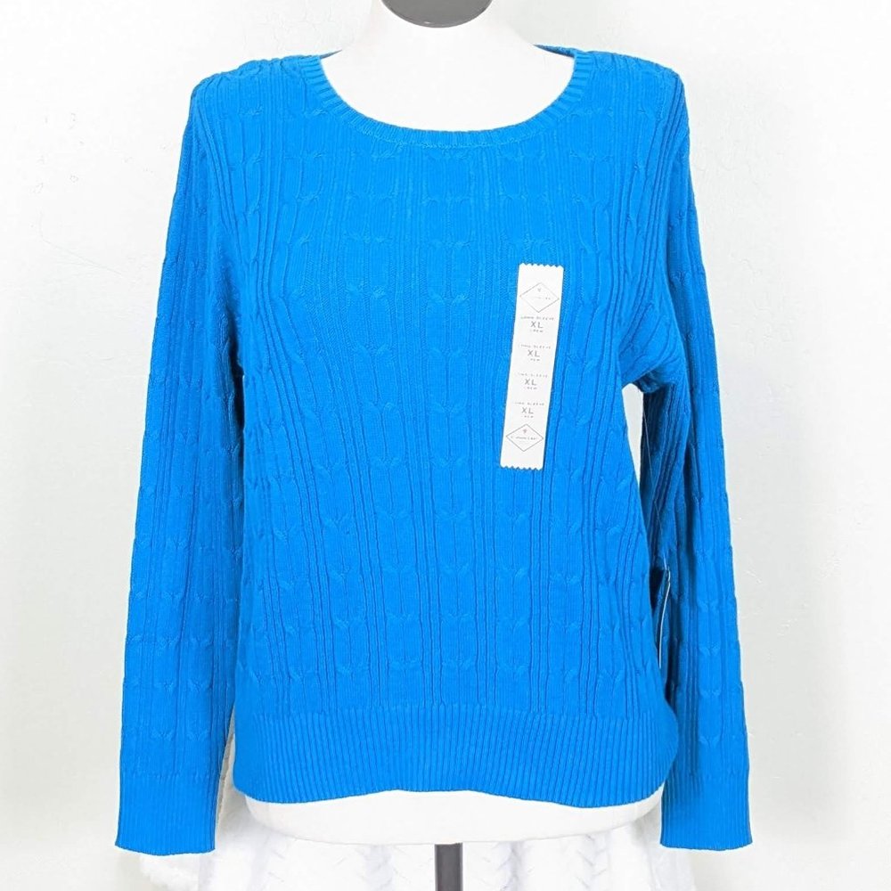 St. John's Bay NWT Size XL Monaco Blue Crew Neck Sweater